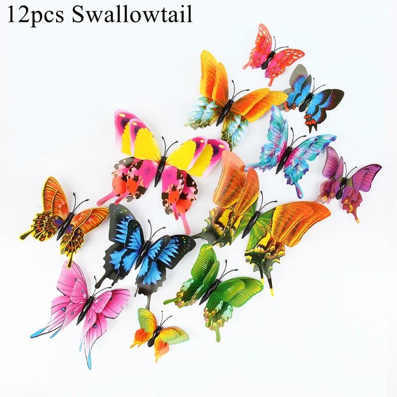 3D Butterfly Wall Stickers Decor Butterflies for Wedding Decoration Magnet Fridge Decals Decoration Sticker Pvc Color Sticker