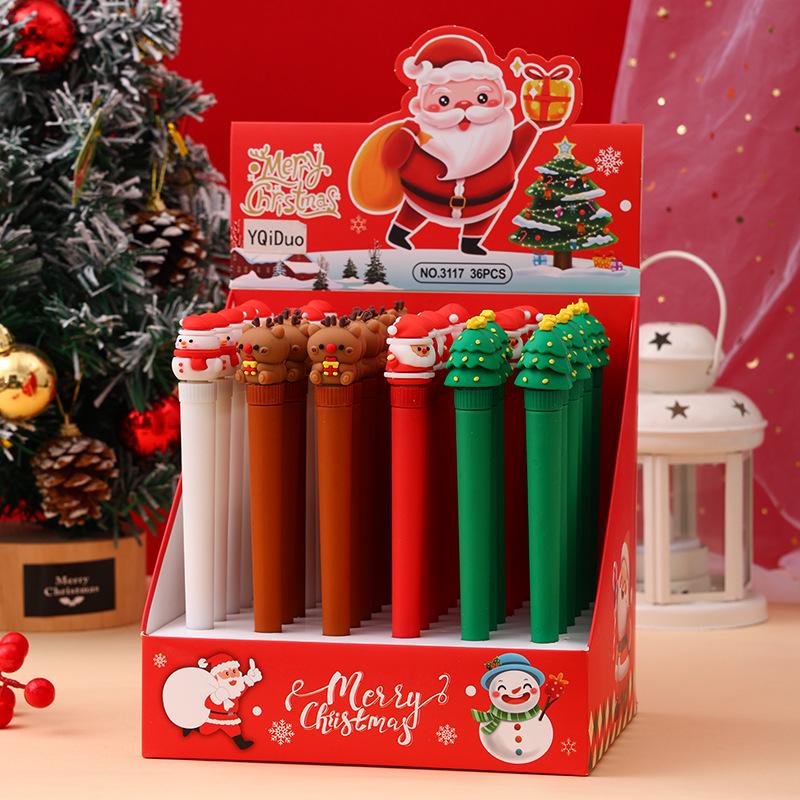 

36pcs Christmas Rotatable Neutral Pen Shape Neutral Pen Comfortable Grip Stationery School Office Supplies Student Prize Gift Writing Tools Holida Random style