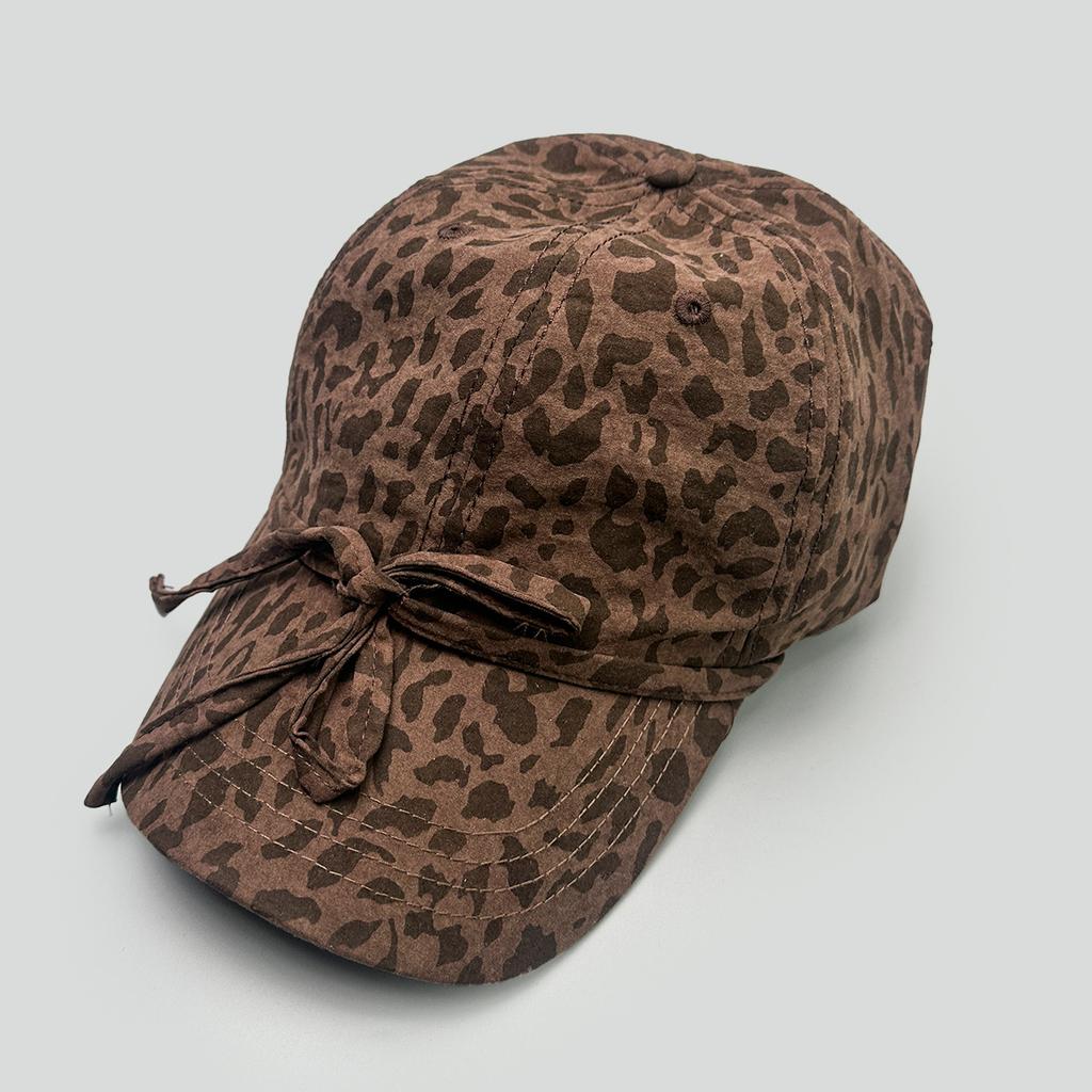 Spring And Summer Retro Leopard Print Bow Baseball Cap Women'S Sunshade Personality Niche Versatile Cap