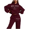 MILANO Plus Size Trendy Fleece Sweatshirt Set with Letter Print for Women
