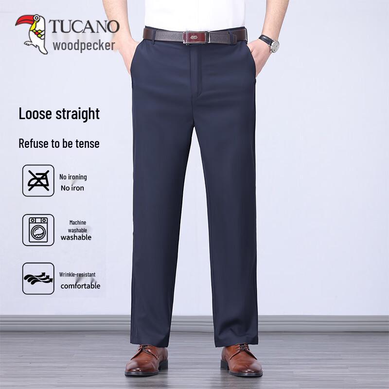 TUCANO Men s High-Waist Straight-Fit Casual Business Pants 30