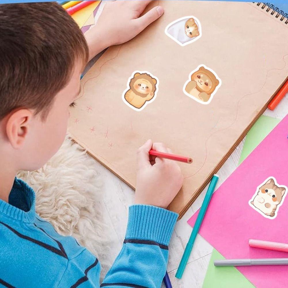 

Funny Cat Sealing Label Adhesive Cartoon Cat Adhesive Tape Lovely Cute Cat Stickers DIY style A