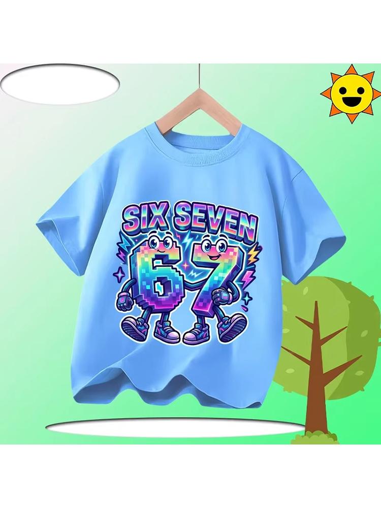 Kids 67 Themed Colorful Print TShirt Soft Cotton Fabric Breathable and Comfortable Ideal for Toddlers and Childrendf0337