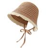 Contrast color brim knitted breathable bucket hat women's autumn new vacation sunscreen basin hat versatile casual bucket hat