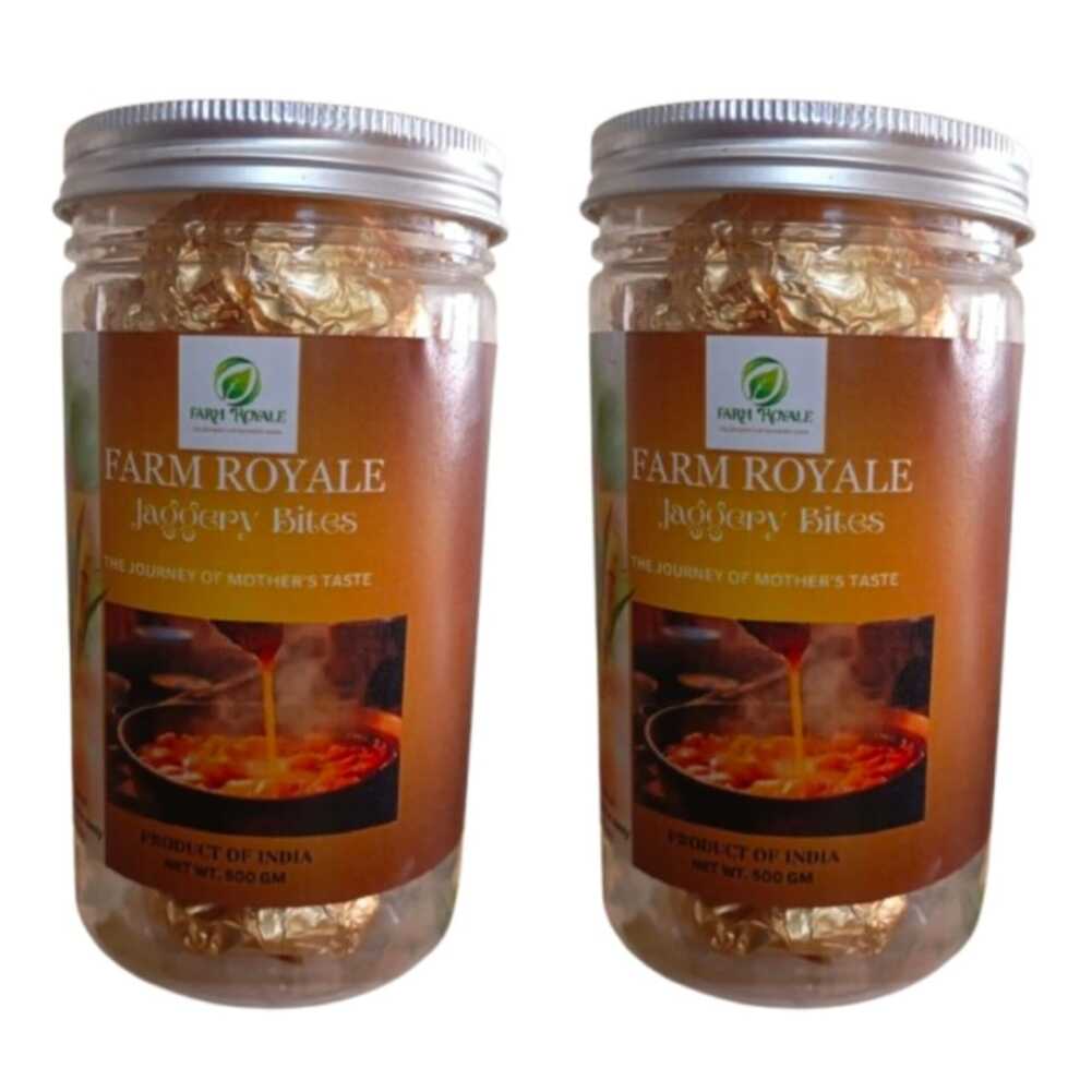Farm Royale Pure Jaggery Bites 500g x2 (1kg) | Desi Gur (Gud) | Shakkar