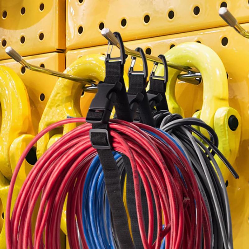 1Pc Adjustable Extension Cord Organizer With 3-Axis Buckle Heavy-Duty Storage Strap 45cm Black For Workshop Garage Organization