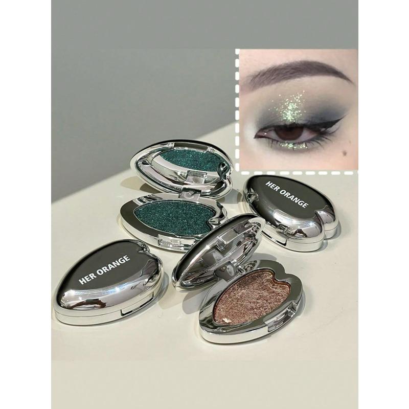 Metallic Glitter Heart Single-Color Eyeshadow Palette, Waterproof Sweat-Proof For Music Stage Performances, Halloween Parties Eye Shadow Palette