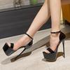 Fashion Eilyken BIG Size 46 Designer Platform Ultra Stiletto High Heel Women Sandals Sexy Open Toe Buckle Strap Nightclub Stripper Shoes