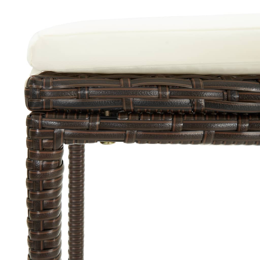 Bar Stool with Cushion 2 pcs Brown Poly Rattan