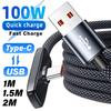 1M/1.5M/2M 100W Fast Charging Cable Data Cable for Type C Devices Anti Winding USB C To USB TypeC Cord for IPhone/Samsung/Huawei