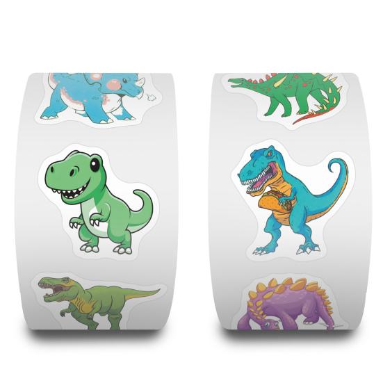 500Pcs Animal Stickers Roll Cute Watercolor Dinosaur Designs Easy To Peel Self-adhesive Decorative Decals for Children