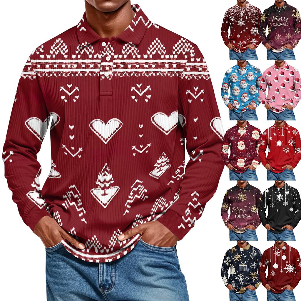 Men's Casual Style Solid Color Loose  Shirt Long-sleeved Top