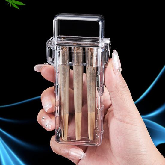 Průhledná 3/5-slotová krabička na bylinkové cigarety Vodotěsný odolný plast Venkovní cestovní přenosný držák/organizér na krabičky na bylinkové cigarety Úložný kontejner
