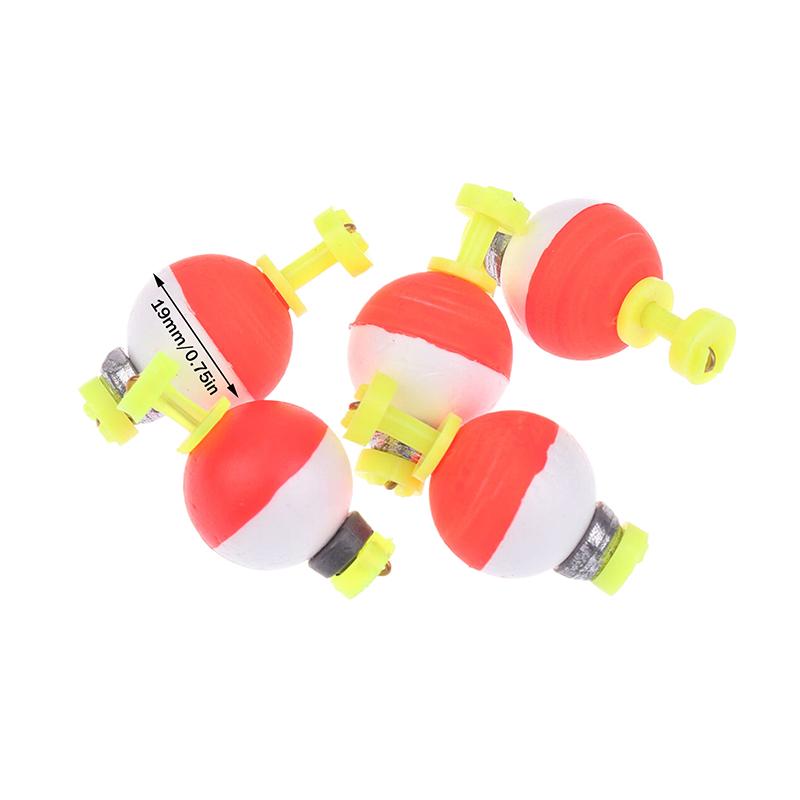 5 Pcs Snap-On Ball Fishing Bobber Floats Weighted Bobbers EVA Foam Corks For Crappie Bluegill Panfish Catfish