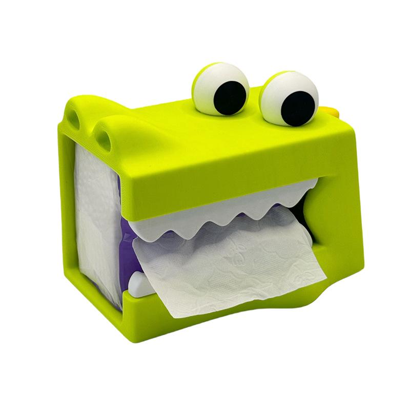 

3D Printed Crocodile Tissue Box: Creative Cartoon Desktop Decoration and Children s Gift.