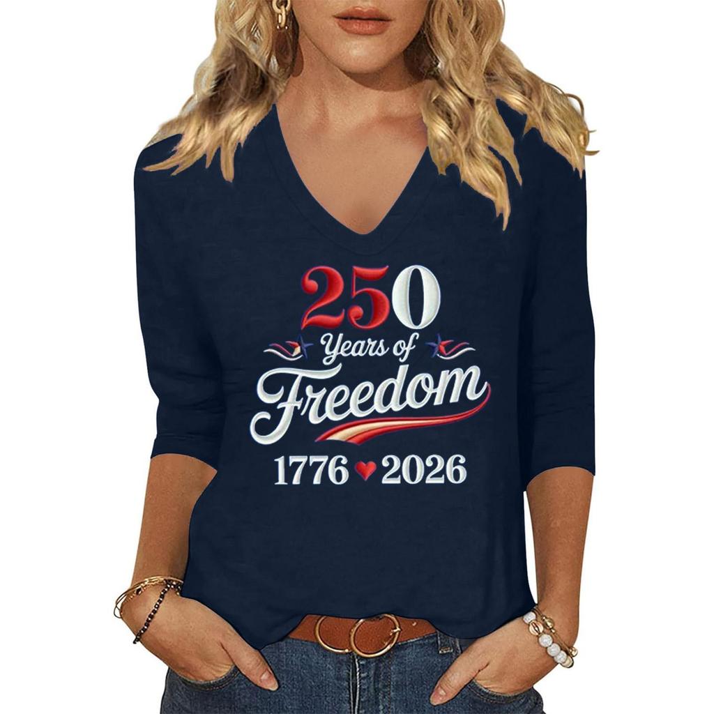 Women's Fashion Casual Independence Day Print Top