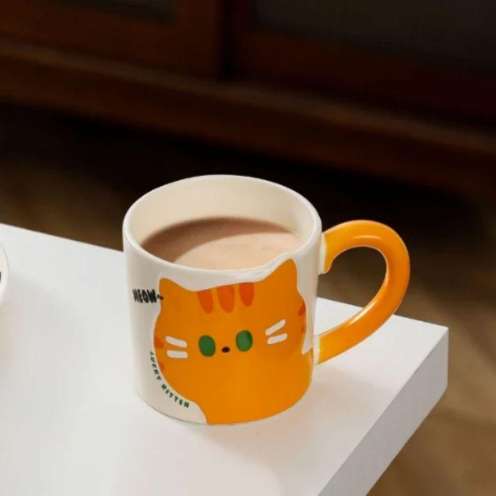 Cute Design Coffee Mug Cat Pattern Ceramic Mug Decorative Accessories Milk Cup Gift Giving