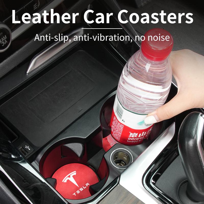 2PCS Car Valve Coaster Water Cup Holder Anti-slip Pad Mat For Tesla Model 3 Model S Model X Model Y Roadster Bonina Coil Juguete
