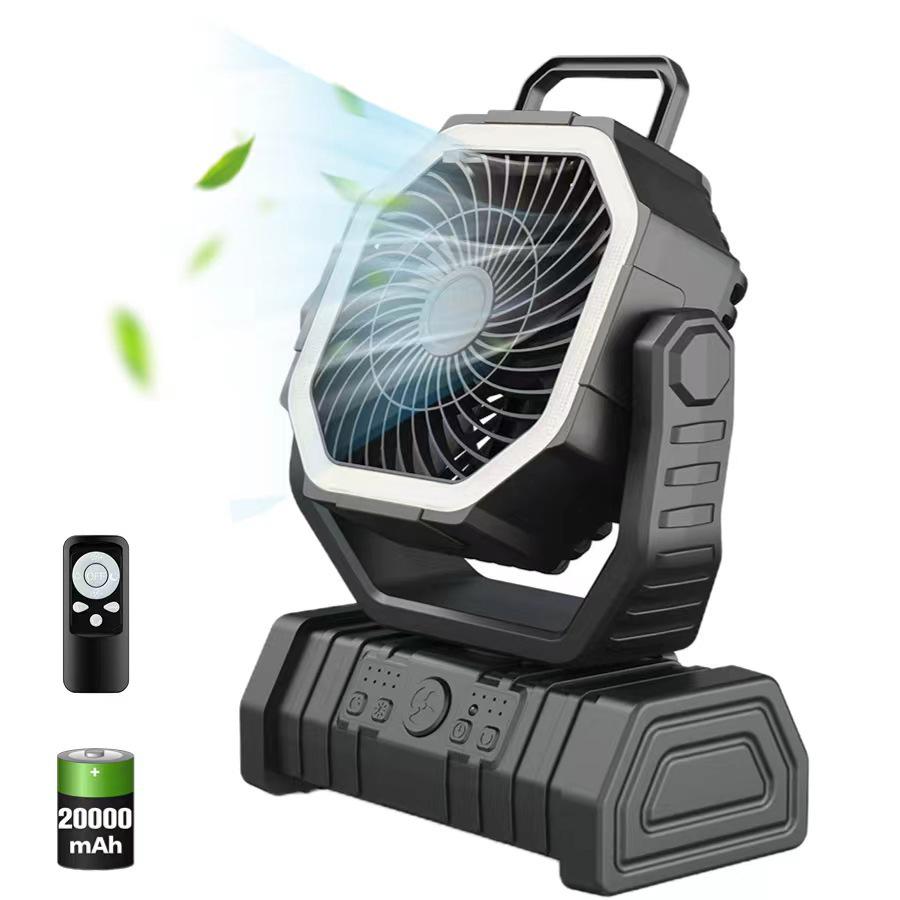 

USB Rechargeable Portable Camping Fan with Long Battery & LED Light for Travel and Fishing Export Version