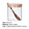 Salt Jar With Spoon Seasoning Box Wood Lid Cooking Tools Glass Sugar Milk Powder Spices Storage Cases Kitchen Spice Jar