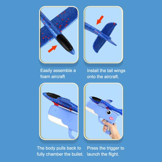 Foam Bombs Dinosaur Airplane Launcher Toy Set Soft Foam Glider Plane with Catapult Mechanism Lightweight Outdoor Flying Toy for Kids Birthday Gifts