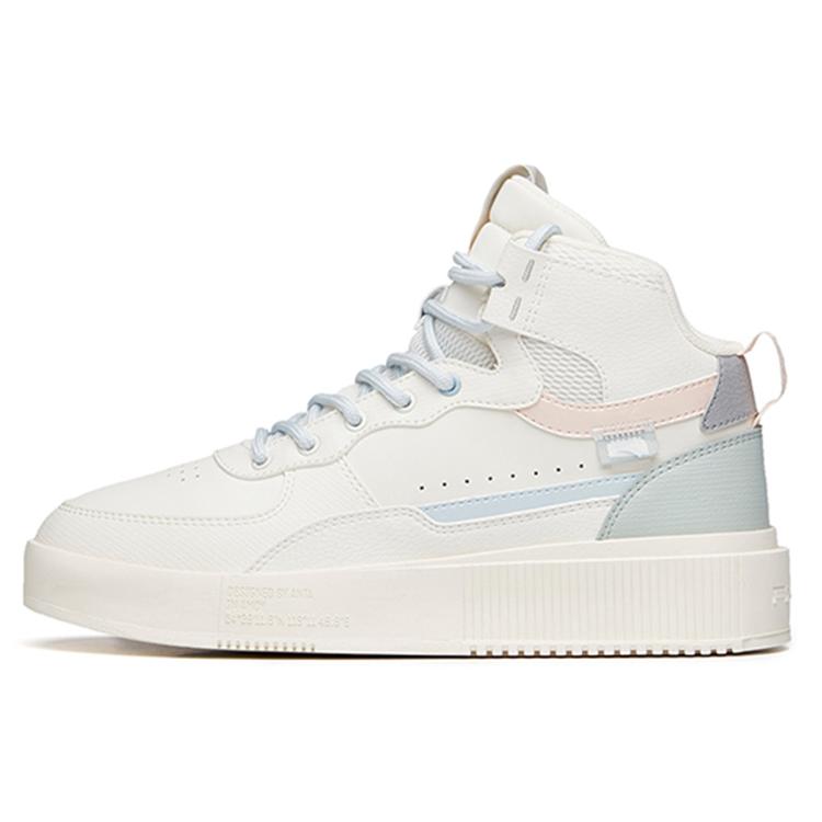 New Anta Life Collection Anti Slip Wear Resistant High Top Skateboard Shoes Women's White Blue Green 922238011-2