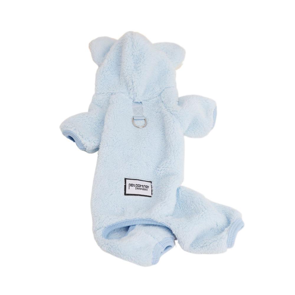 

Мягкий комбинезон для собак Теплый комбинезон на четырех лапах для собак Милая пижама с капюшоном для щенка Домашняя M синий