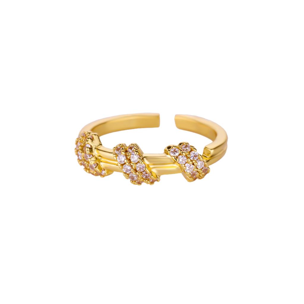 Zircon Circle Knot Rings For Women Men Gold Color Stainless Steel  Opening Adjustable Ring Luxury Brand Jewelry Couple Gift