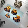 Cute Cartoon Vehicle Construction Car Area Rug Kids Dinosaur Bus Print Carpet Non-Slip Washable Floor Mat for Playroom Bedroom