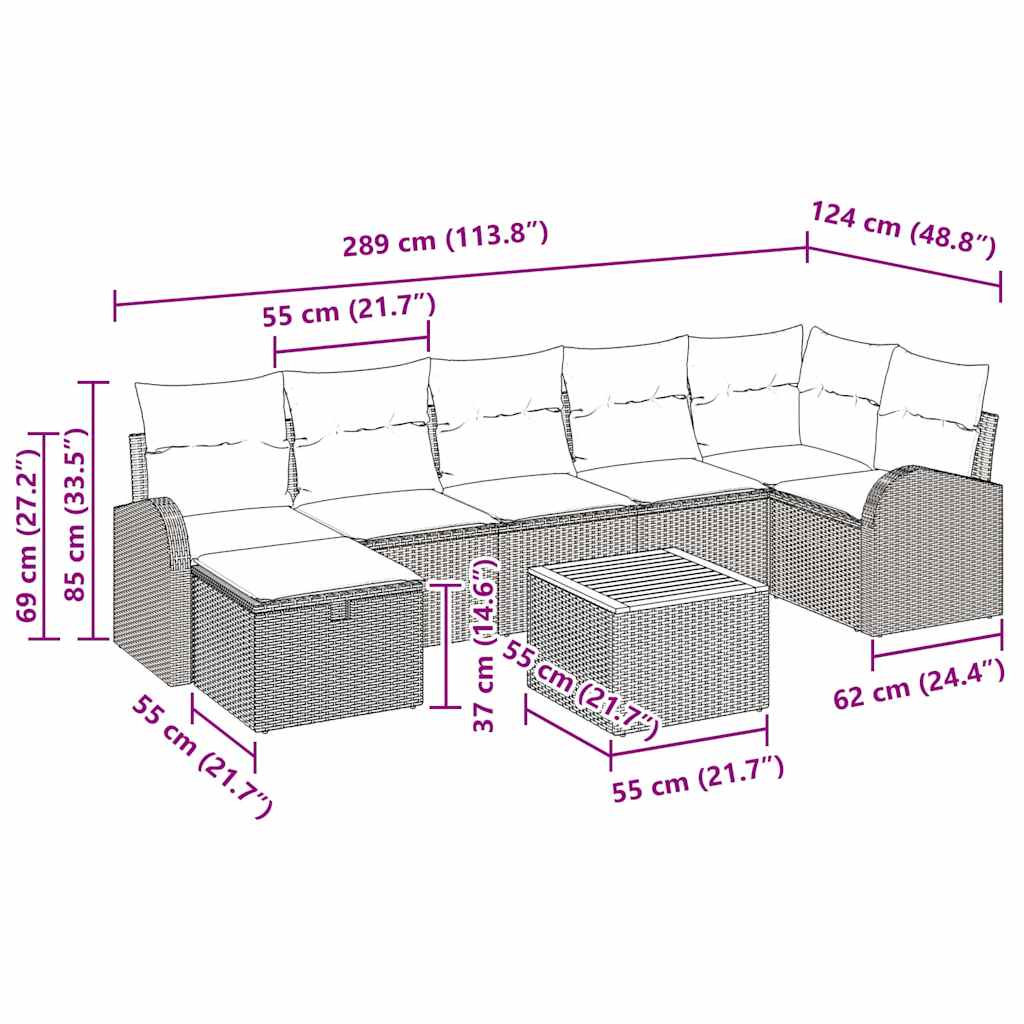 Garden Sofa Set with Cushions 8 pcs Black Poly Rattan