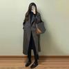 Damen Langer Wollmantel Zweireihiger Pea Coat Lässig Langärmelig Revers Trenchcoat Herbst Winter Übermantel