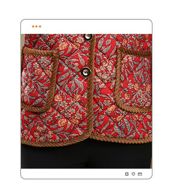 Mom's Winter Plus Size Velvet Cotton Plaid Jacket for Middle-Aged & Elderly