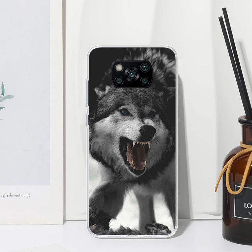 Angry Animal Wolf Fierce Phone Case For Xiaomi Poco X7 X6 X5 M7 M8 Pro F7 Ultra Redmi 15C 15 13C 13 12C 12 10 10C 10A Art Fundas