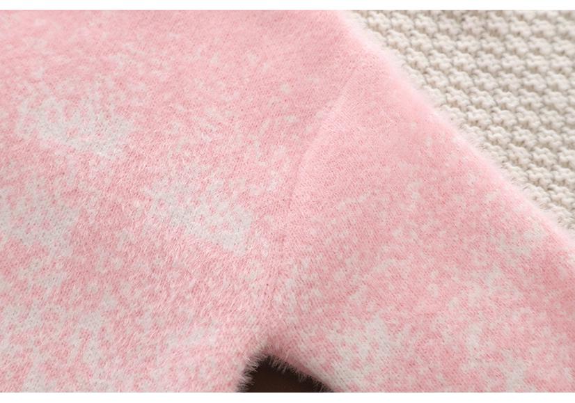 Starry Sky Pink Gradient Mother-Daughter Knit Sweater - 2023 Korean Style Loose Fit
