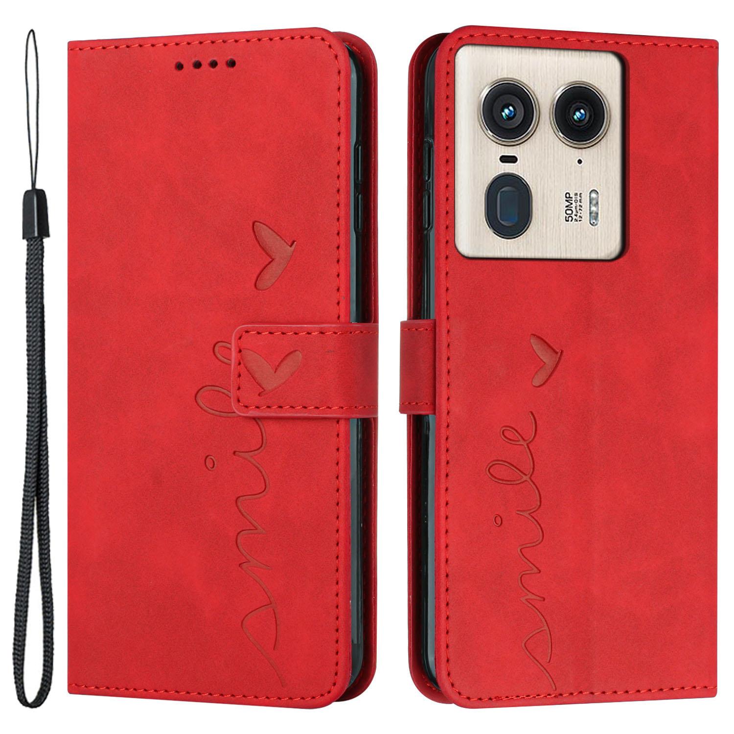 

For Motorola Edge 50 Ultra 5G/Moto X50 Ultra 5G Case Wallet Stand Leather Cover Love Heart Imprinted Red