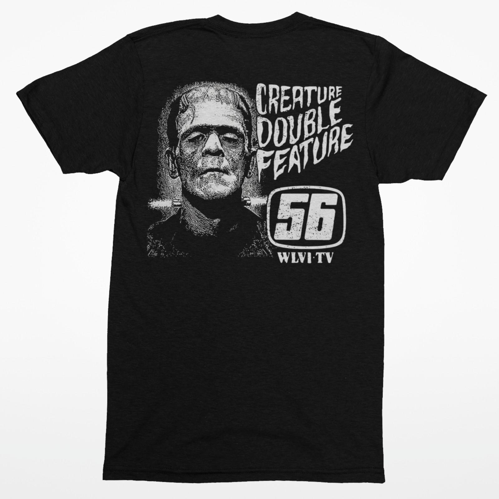 Vtg Horror Movie Fan T-Shirt Creature Double Feature Frankenstein 56 Back Print 3XL