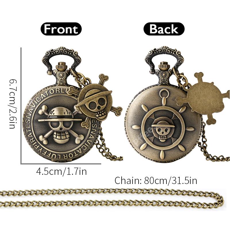 Pffee Vintage Steampunk Skeleton Pocket Watch Skull Man Clock Reloj Antique Quartz Timepiece Anime Gift for Children