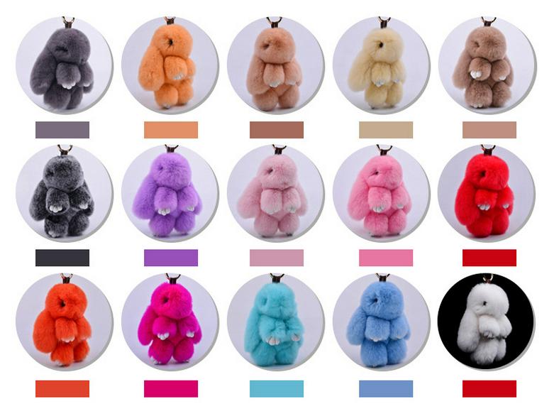 Breloc Pompom din Blană de Iepure Rex - Pandantiv Iepure Pluș Drăguț și Charm pentru Geantă