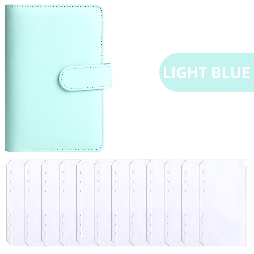 A6 Macaron PU Leather Zipper Budget Notebook with Detachable Loose-Leaf Pages