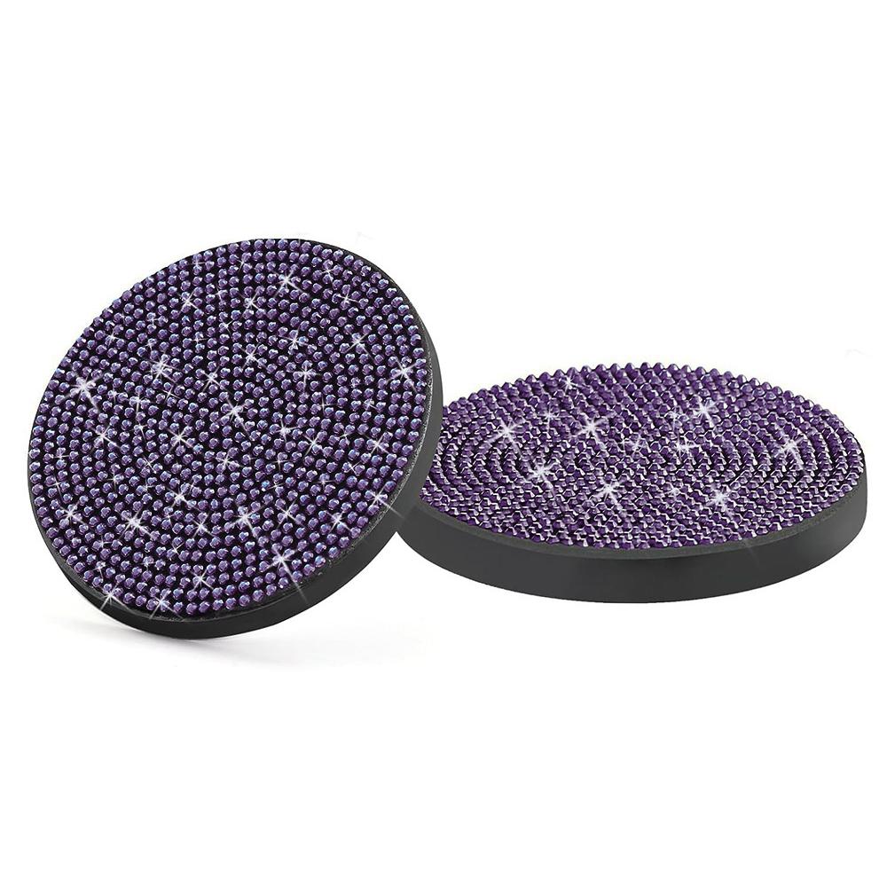 2pcs Bling Car Cup Holder Coaster, 7cm Anti-Slip Shockproof Universal Fashion Coasters Insert Crystal Rhinestone