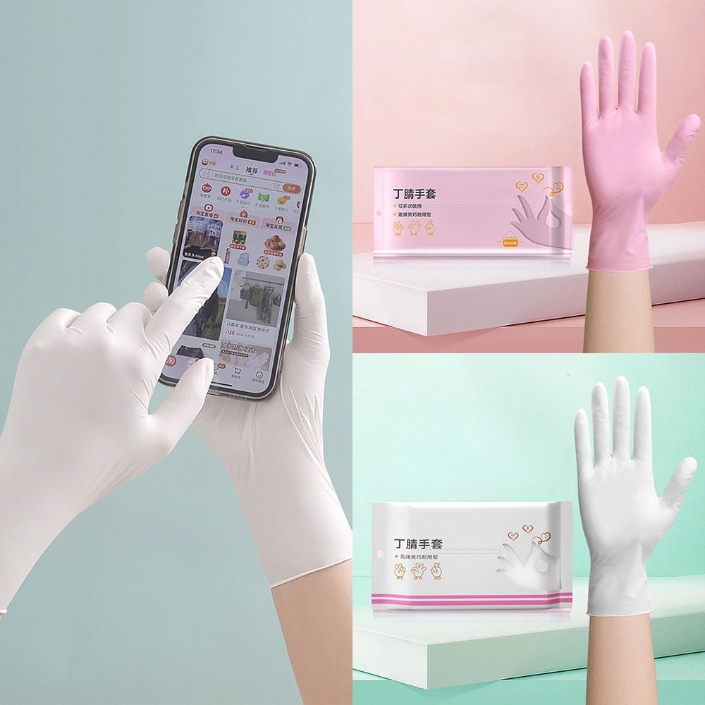 Flexible Disposable Latex Gloves Household Cleaning Beauty Kitchen Gloves Pink Nitrile Gloves