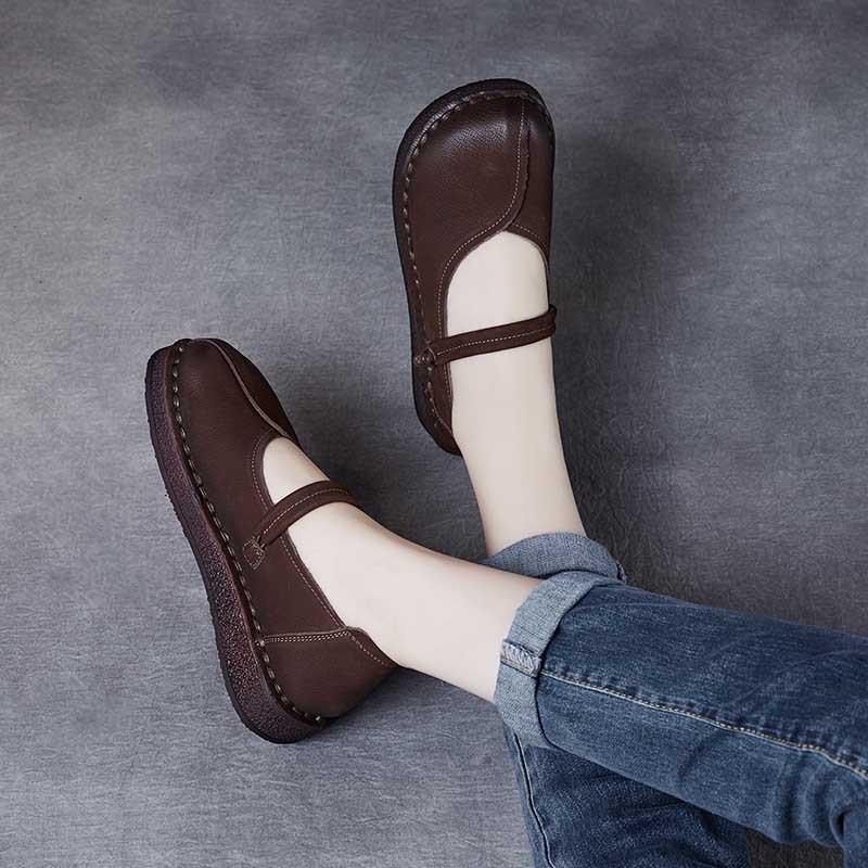 Fashion GKTINOO Women Loafers Spring Genuine Leather Comfort Flat Mother Shoes Slip-On Footwear Fashion Female Footwear Zapatos De Mujer
