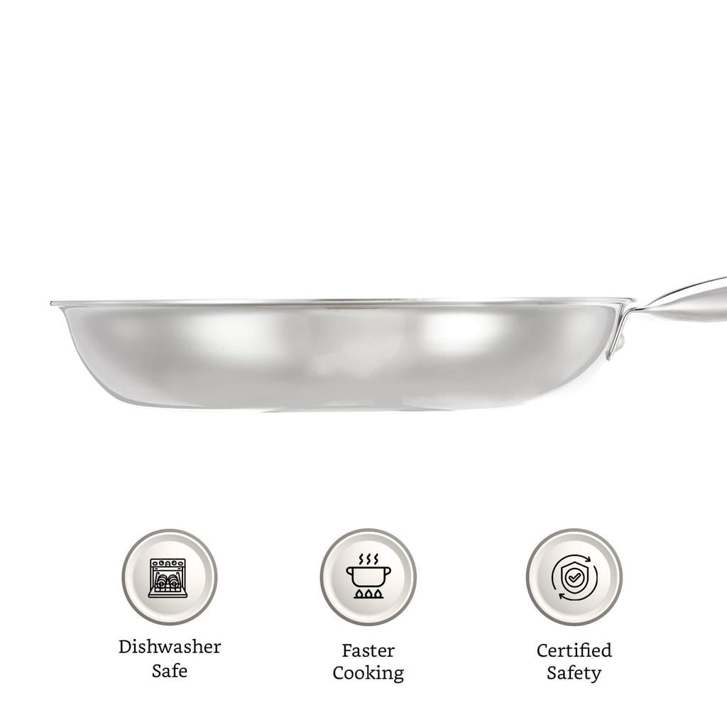 Triply Frying Pan | Induction and Gas Stove Compatible | Three-Layer Durable Construction | Uniform Heating