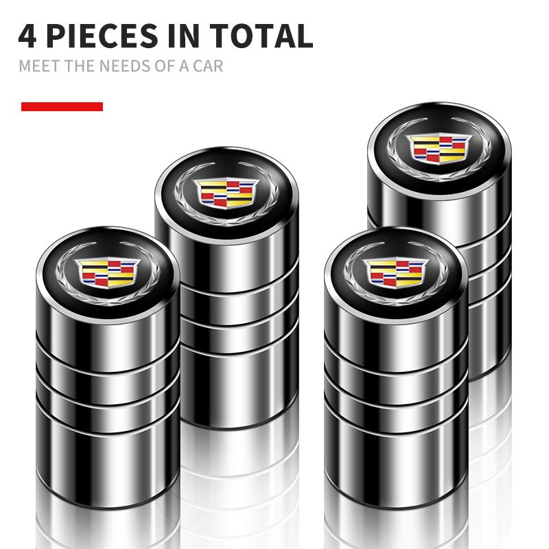 4pcs Car Badges Wheel Tire Valve Stem Caps Covers Auto Accessories For Cadillac Escalade CTS ATS SRX STS XT5 XT4 XT6 XTS CT4