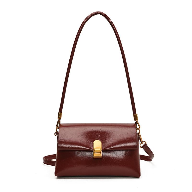 Retro Small Square Bag Women's Autumn and Winter New Shoulder Underarm Bag Texture Commuter Messenger Bag