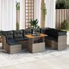 Vidaxl 9-Cz. Garden Furniture Set With Cushions, Grey, Poly Rattan