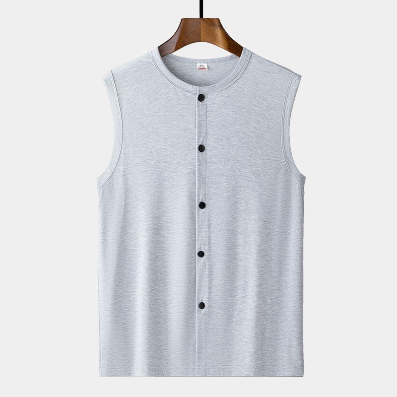 

Мужской жилет Свободная футболка без рукавов Плечо Хлопок Средний возраст Пожилой 4XL светло-серый