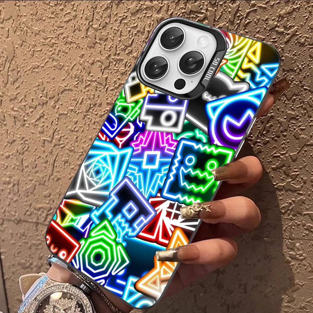 Game Geometry Dash Phone Case For IPhone 17 16 15 14 13 Pro 12 11 Pro Max PLUS Color Back Cover
