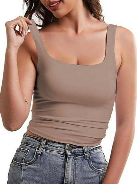 Women's Summer Square Neck Sleeveless Tank Top - Stylish Design
