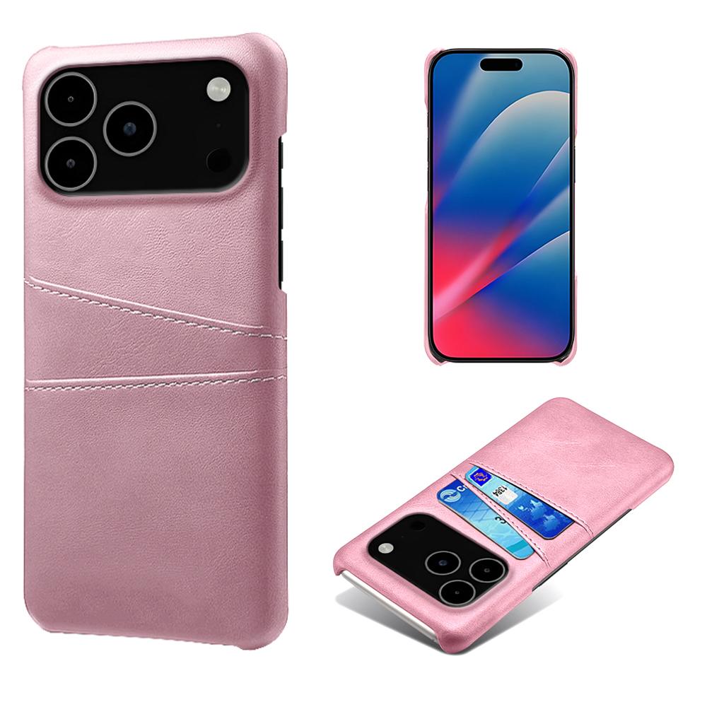 For iPhone 17 Pro Max Case Dual Card Slots PU Leather+Hard PC Phone Cover
